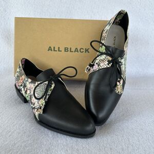ALL BLACK Rosey Ox Black & Floral Women’s Oxford Shoe Size 36 (US 5.5)